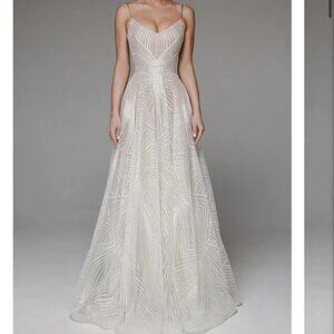 Elegant White Champagne Evening Gown